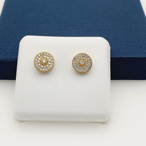 "14K Gold Plated Cubic Zircon Earrings, INUS1BR107 - Picture 2 of 10